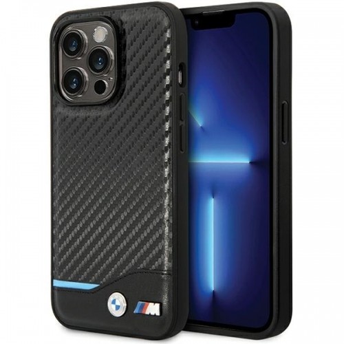 Etui BMW BMHCP13X22NBCK iPhone 13 Pro Max 6.7" czarny|black hardcase Leather Carbon image 1