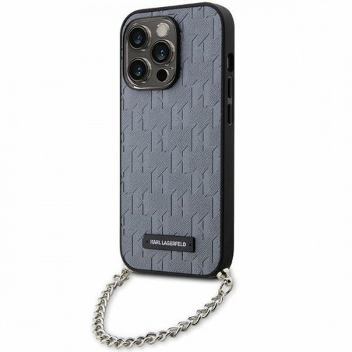 Karl Lagerfeld KLHCP14XSACKLHPG iPhone 14 Pro Max 6.7" srebrny|silver hardcase Saffiano Monogram Chain image 1