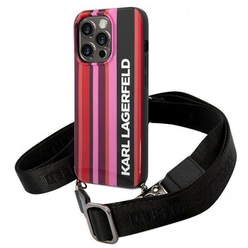 Karl Lagerfeld KLHCP14XSTSTP iPhone 14 Pro Max 6,7" hardcase różowy|pink Color Stripes Strap image 1