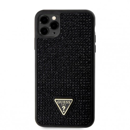 Guess Rhinestones Triangle Metal Logo Case iPhone 11 Pro Max Black image 1