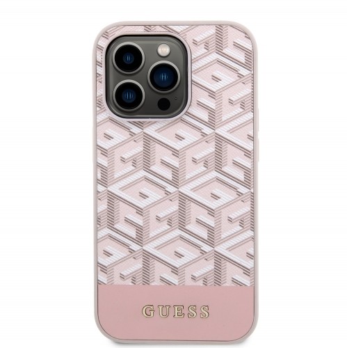 Guess PU G Cube MagSafe Compatible Case for iPhone 13 Pro Pink image 1