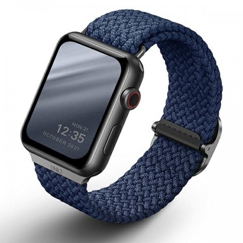 UNIQ pasek Aspen Apple Watch 44|42|45|49 mm Series 4|5|6|7|8|SE|SE2|Ultra Braided niebieski|oxford blue image 1