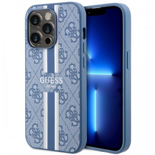 Guess GUHMP14XP4RPSB iPhone 14 Pro Max 6.7" niebieski|blue hardcase 4G Printed Stripes MagSafe image 1