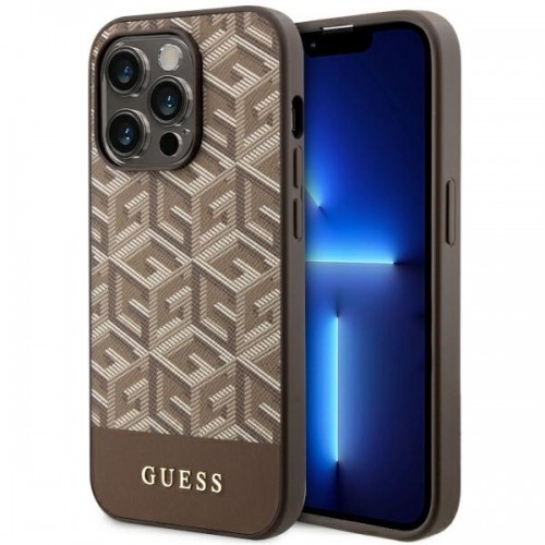 Guess GUHMP14XHGCFSEW iPhone 14 Pro Max 6.7" brązowy|brown hard case GCube Stripes MagSafe image 1