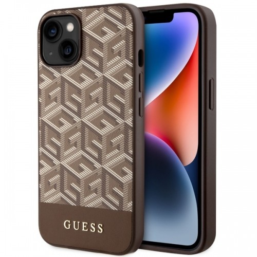 Guess GUHMP14MHGCFSEW iPhone 14 Plus 6,7" brązowy|brown hard case GCube Stripes MagSafe image 1