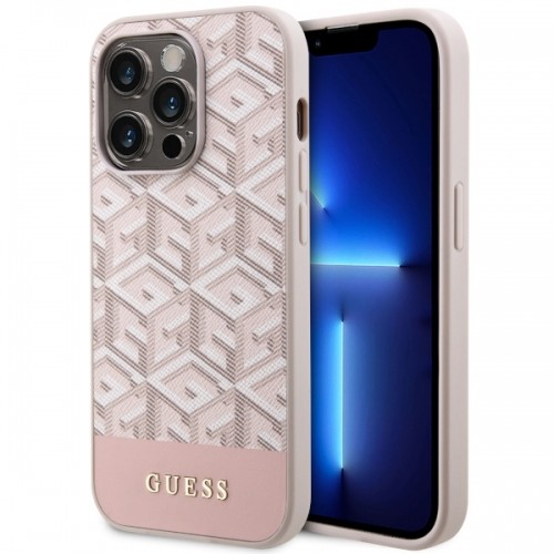 Guess GUHMP14LHGCFSEP iPhone 14 Pro 6,1" różowy|pink hard case GCube Stripes MagSafe image 1