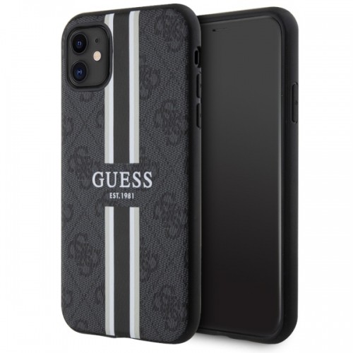 Guess GUHMN61P4RPSK iPhone 11 | Xr czarny|black hardcase 4G Printed Stripes MagSafe image 1