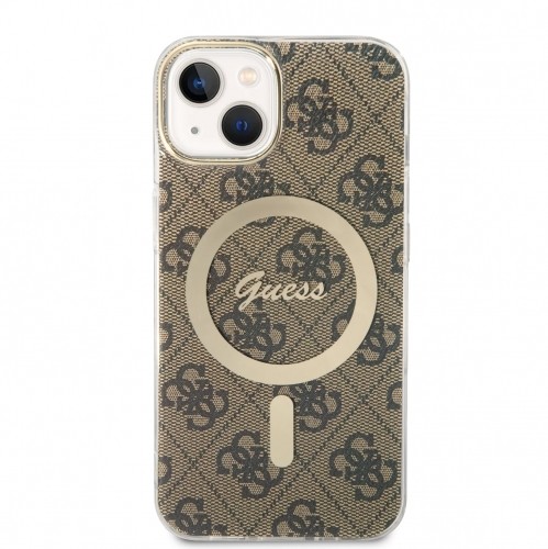 Guess 4G IML MagSafe Compatible Case for iPhone 13 Brown image 1