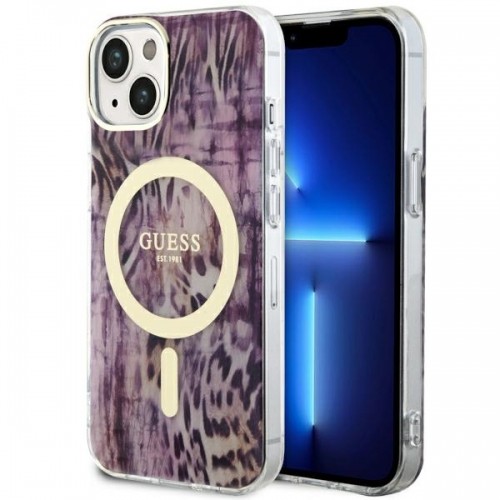 Guess GUHMP14SHLEOPWP iPhone 14 6.1" różowy|pink hardcase Leopard MagSafe image 1