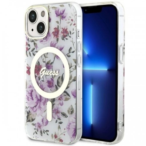 Guess GUHMP14SHCFWST iPhone 14 6.1" transparent hardcase Flower MagSafe image 1