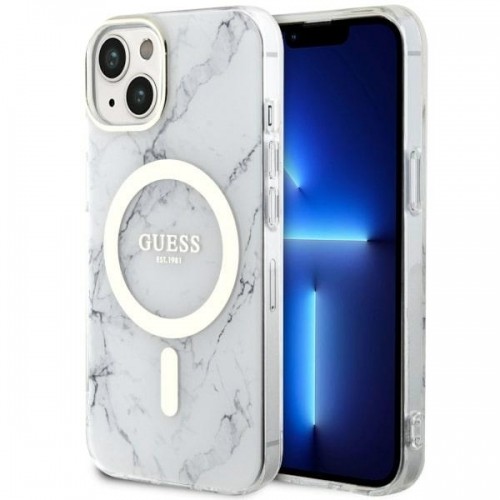 Guess GUHMP14MPCUMAH iPhone 14 Plus 6.7" biały|white hardcase Marble MagSafe image 1