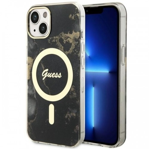 Guess GUHMP14MHTMRSK iPhone 14 Plus 6.7" czarny|black hardcase Golden Marble MagSafe image 1