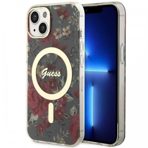 Guess GUHMP14MHCFWSA iPhone 14 Plus 6.7" zielony|khaki hardcase Flower MagSafe image 1