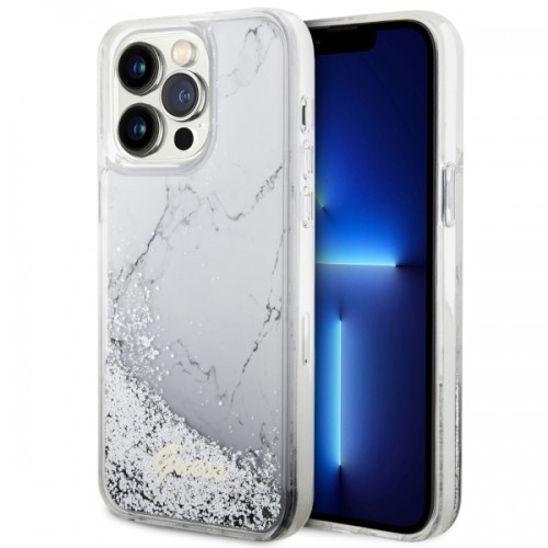 Guess GUHCP14XLCSGSGH iPhone 14 Pro Max 6.7" biały|white hardcase Liquid Glitter Marble image 1