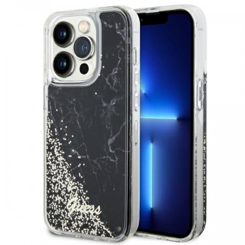 Guess GUHCP14LLCSGSGK iPhone 14 Pro 6.1" czarny|black hardcase Liquid Glitter Marble image 1