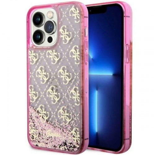 Guess GUHCP14LLC4PSGP iPhone 14 Pro 6.1" różowy|pink hardcase Liquid Glitter 4G Transculent image 1