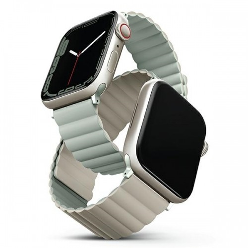 UNIQ pasek Revix Apple Watch Series 4|5|6|7|8|SE|SE2|Ultra 42|44|45|49mm. Reversible Magnetic szałwia-beżowy|sage-beige image 1
