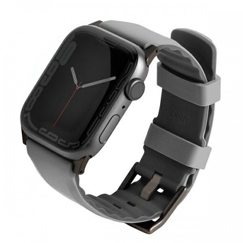 UNIQ pasek Linus Apple Watch Series 4|5|6|7|8|SE|SE2|Ultra 42|44|45mm. Airosoft Silicone szary|chalk grey image 1