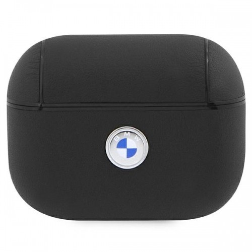 BMW BMAP2SSLBK AirPods Pro 2 cover czarny|black Geniune Leather Silver Logo image 1