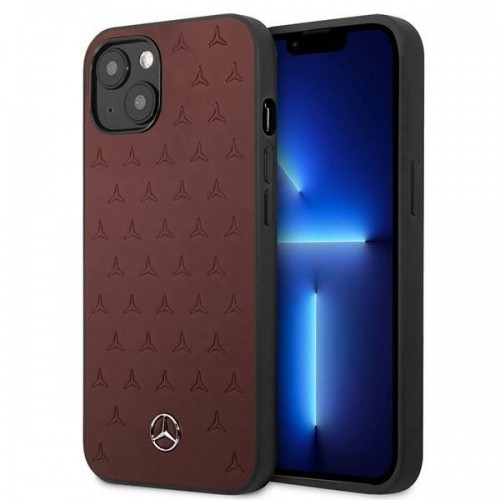 Mercedes MEHCP13SPSQRE iPhone 13 mini 5,4" czerwony|red hardcase Leather Stars Pattern image 1