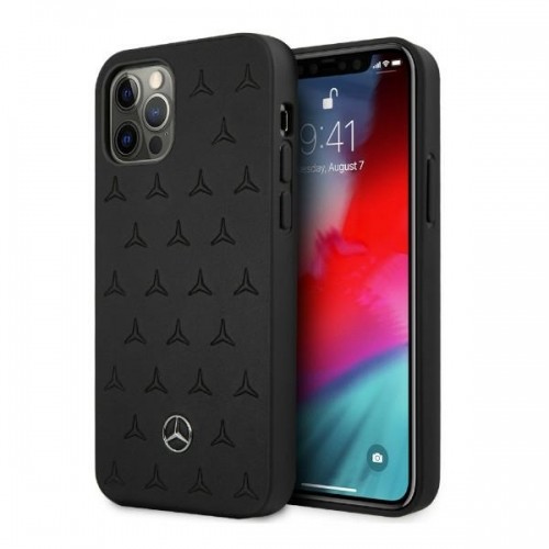 Mercedes MEHCP12LPSQBK iPhone 12 Pro Max 6,7" czarny|black hardcase Leather Stars Pattern image 1