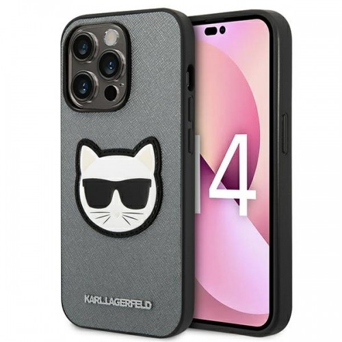 Karl Lagerfeld KLHCP14XSAPCHG iPhone 14 Pro Max 6,7" hardcase srebrny|silver Saffiano Choupette Head Patch image 1