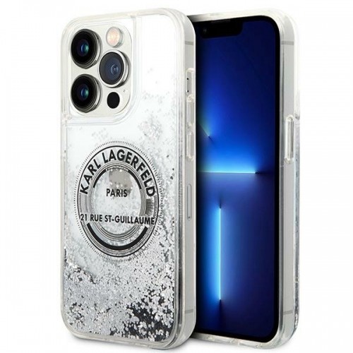 Karl Lagerfeld KLHCP14XLCRSGRS iPhone 14 Pro Max 6,7" srebrny|silver hardcase Liquid Glitter RSG image 1