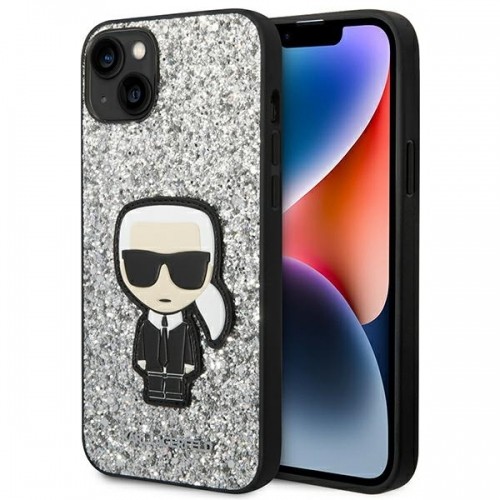 Karl Lagerfeld KLHCP14SGFKPG iPhone 14 6,1" hardcase srebrny|silver Glitter Flakes Ikonik image 1