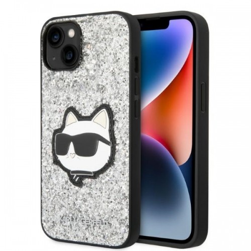 Karl Lagerfeld KLHCP14SG2CPS iPhone 14 6,1" srebrny|silver hardcase Glitter Choupette Patch image 1