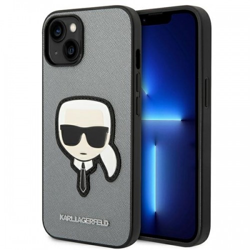 Karl Lagerfeld KLHCP14MSAPKHG iPhone 14 Plus 6,7" srebrny|silver hardcase Saffiano Karl`s Head Patch image 1