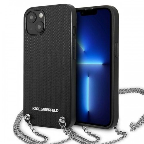 Karl Lagerfeld KLHCP13SPMK iPhone 13 mini 5,4" hardcase czarny|black Leather Textured and Chain image 1