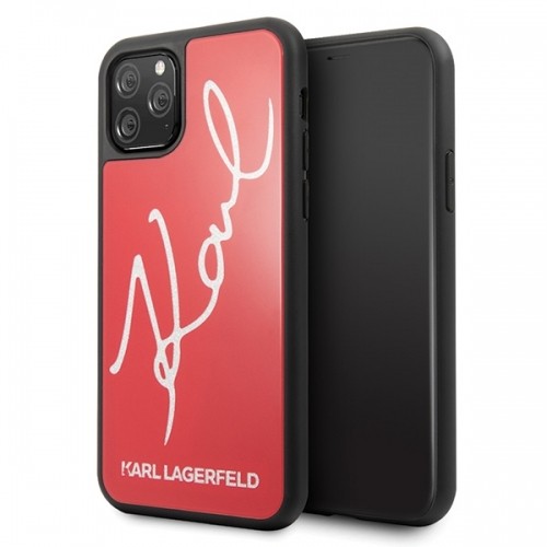 Karl Lagerfeld KLHCN65DLKSRE iPhone 11 Pro Max czerwony|red hard case Signature Glitter image 1