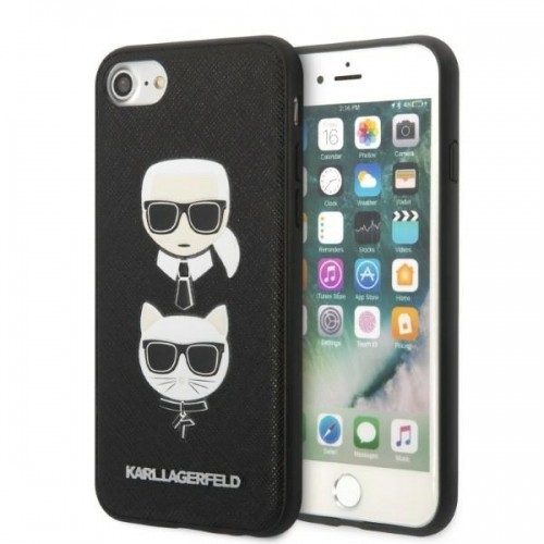 Karl Lagerfeld KLHCI8SAKICKCBK iPhone 7|8 | SE 2020 | SE 2022 czarny|black hardcase Saffiano Karl&Choupette Head image 1