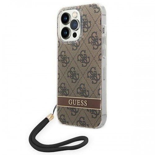 Guess GUOHCP14XH4STW iPhone 14 Pro Max 6,7" brązowy|brown hardcase 4G Print Strap image 1