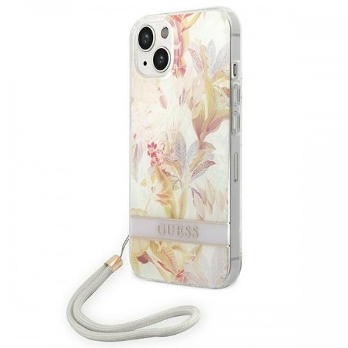 Guess GUOHCP14MHFLSU iPhone 14 Plus 6,7" fioletowy|purple hardcase Flower Strap image 1