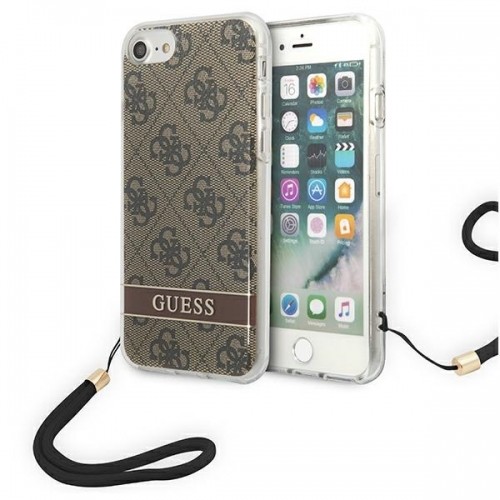 Guess GUOHCI8H4STW iPhone SE 2022 | SE 2020 | 7| 8 brązowy|brown hardcase 4G Print Strap image 1