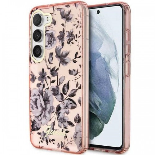 Guess GUHCS23SHCFWSP S23 S911 różowy|pink hardcase Flower Collection image 1