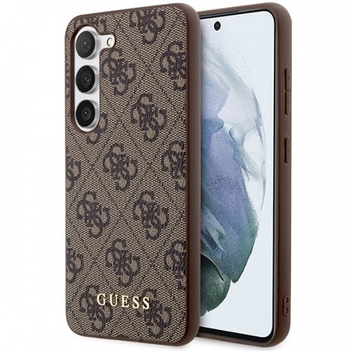 Guess GUHCS23SG4GFBR S23 S911 brązowy|brown hard case 4G Metal Gold Logo image 1