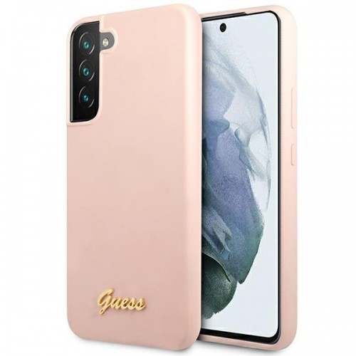 Guess GUHCS23MLSLMGPP S23+ S916 różowy|pink hardcase Silicone Script Metal Logo image 1