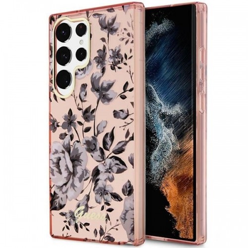 Guess GUHCS23LHCFWSP S23 Ultra S918 różowy|pink hardcase Flower Collection image 1