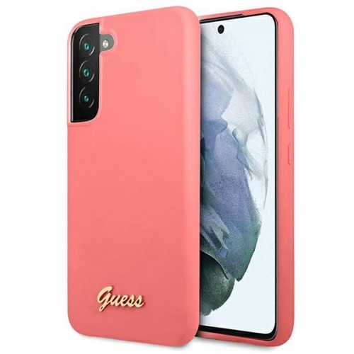 Guess GUHCS22MLSLMGFU S22+ S906 fuksja|fuchsia hardcase Silicone Script Metal Logo image 1