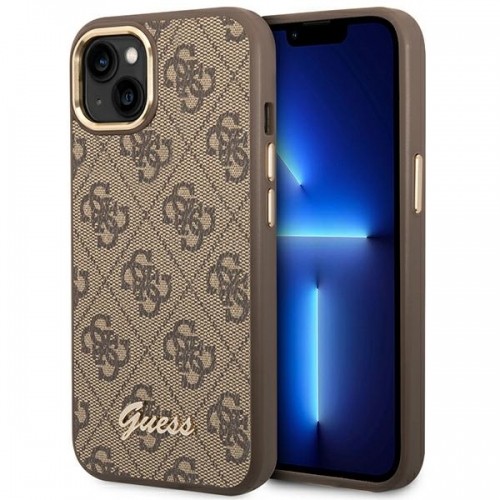 Guess GUHCP14SHG4SHW iPhone 14 6,1" brązowy|brown hard case 4G Vintage Gold Logo image 1