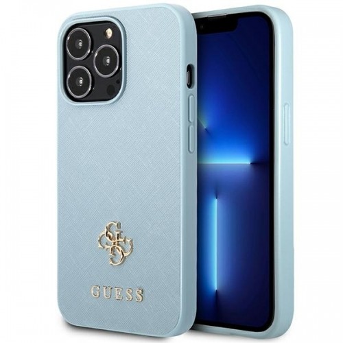 Guess GUHCP13XPS4MB iPhone 13 Pro Max 6,7" niebieski|blue hardcase Saffiano 4G Small Metal Logo image 1