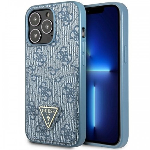 Guess GUHCP13XP4TPB iPhone 13 Pro Max 6,7" niebieski|blue hardcase 4G Triangle Logo Cardslot image 1