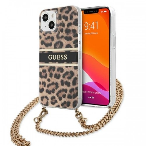 Guess GUHCP13SKBCLE iPhone 13 mini 5,4" Leopard hardcase Gold Strap image 1