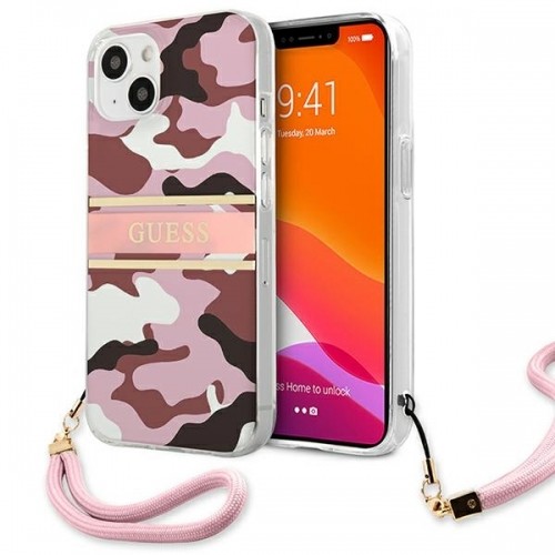 Guess GUHCP13MKCABPI iPhone 13 6,1" różowy|pink hardcase Camo Strap Collection image 1