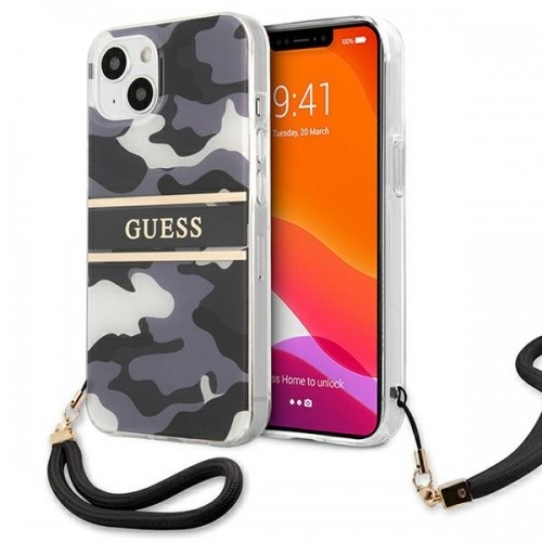 Guess GUHCP13MKCABBK iPhone 13 6,1" czarny|black hardcase Camo Strap Collection image 1