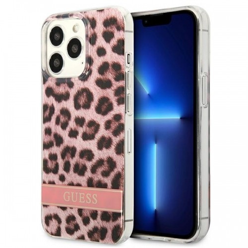 Guess GUHCP13LHSLEOP iPhone 13 Pro | 13 6,1" różowy|pink hardcase Leopard image 1