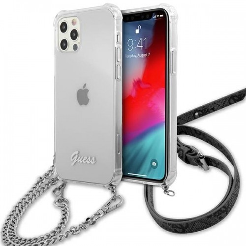 Guess GUHCP12MKC4GSSI iPhone 12|12 Pro 6,1" Transparent hardcase 4G Silver Chain image 1