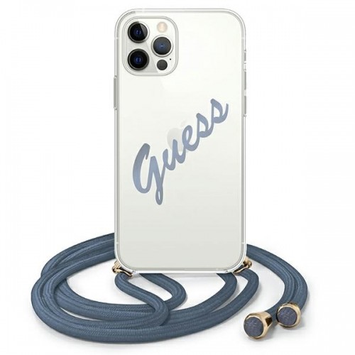 Guess GUHCP12LCRTVSBL iPhone 12 Pro Max 6,7" niebieski|blue hardcase Script Vintage image 1